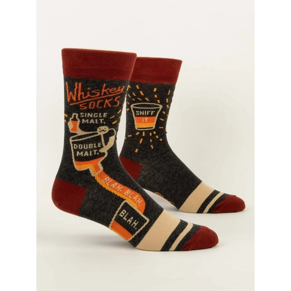 Whiskey Men Crew Socks Funny White Elephant Blue-Q Snarky Booze Fashion NEW 7-12